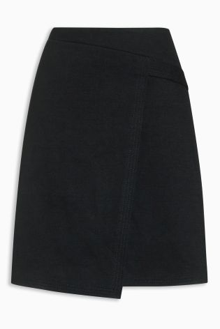Black Belted A-Line Skirt